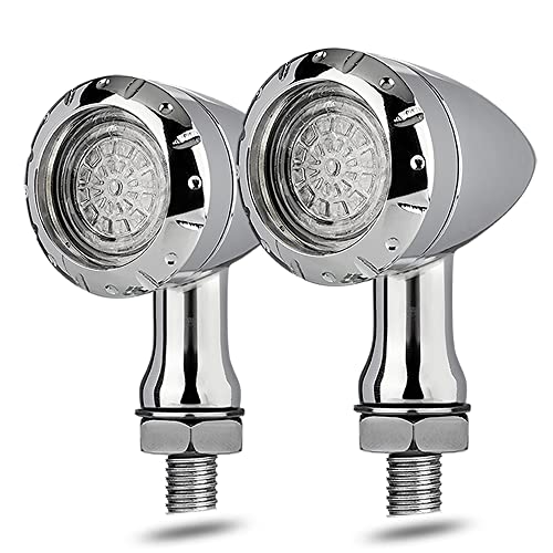 Motorcycle LED Turn Signals Bullet Blinker Heavy Duty Indicator Lights Amber Lens Universal for Harley Davidson Honda Yamaha Suzuki Kawasaki (Chrome-4wire) - color: Chrome-4wire