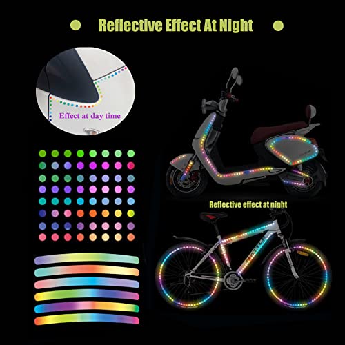 Bicycle Stickers Rainbow Car Decals-320 Pcs Reflective Rim Tape for Bikes Rims for Cars,Bike,Skateboard, Motorcycle Nighty Safety Warning Sticker (320 Pcs Rainbow Dots) - style: 320 Pcs Rainbow Dots