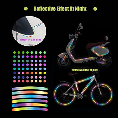 Bicycle Stickers Rainbow Car Decals-320 Pcs Reflective Rim Tape for Bikes Rims for Cars,Bike,Skateboard, Motorcycle Nighty Safety Warning Sticker (320 Pcs Rainbow Dots) - style: 320 Pcs Rainbow Dots