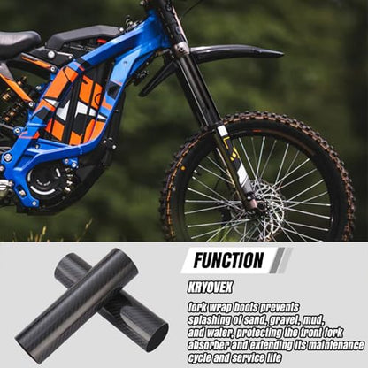 Motorcycle Fork Boots - Carbon Fiber Shock Guard Protector, 190mm Universal Fit for Dirt Bike & Street Motorcycles (2 PCS) - size: 220mm