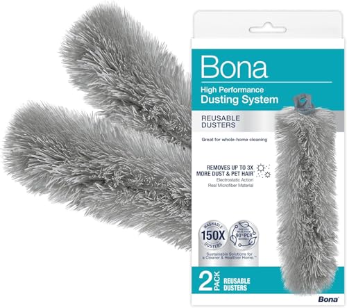 Bona Reusable Duster Refills - 2 Pack - High Performance Dusting System - Microfiber Dusters Remove Dust and Pet Hair for Whole-Home Cleaning - style: Washable Duster Refills - 2 Pack