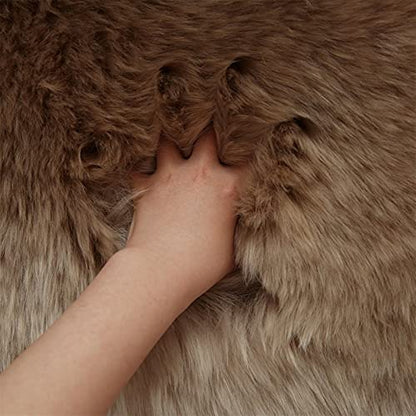 Real Genuine Sheepskin Rug Natural Fur Rug Sheep Skin Rugs Full Sheepskin Rugs Authentic Sheep Skin Throw Lambskin Seat Covers for Chairs Wool Seat Pad Cushion (2.3X3.28 ft) - color: 4