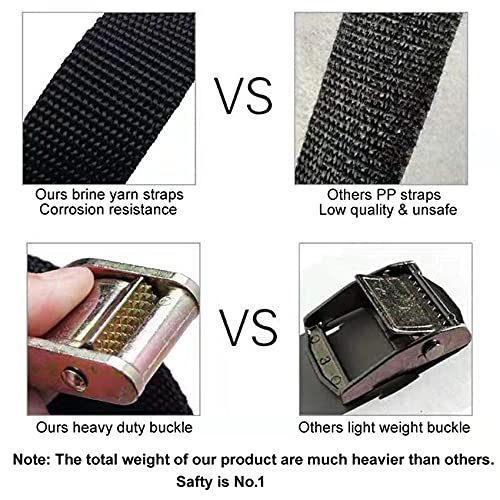 Ayaport Cam Buckle Tie Down Straps 20 feet 2200lbs Break Strength Securing Straps with S Hooks for Motorcycle, Kayak, Car, Truck, Dirt Bike - size: Cam Buckle-1"x20\' black