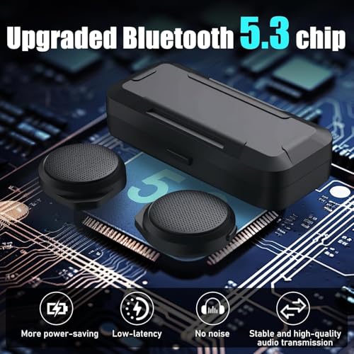 OBEST Motorcycle Bluetooth Headset with Charging Case, Helmet Bluetooth Speaker with Microphones & LED Display, 1900mAh Battery with 50Hours Work Time Wireless Headsets for Riding and Skiing