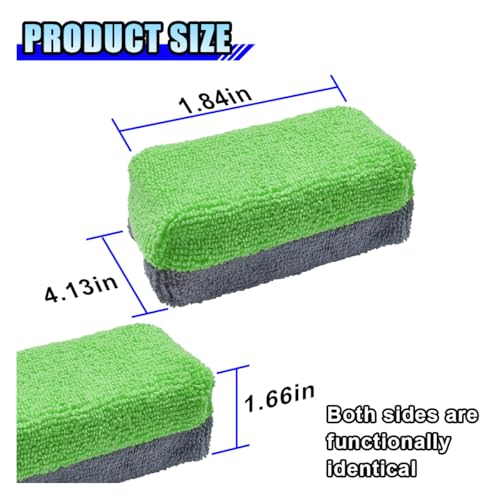 12PCS Ceramic Coating Applicator Sponge, 4.13'' x 1.84'' Microfiber Car Detailing Applicator Pads, Rectangular Car Foam Cleaning Pad, Auto Polishing Pad for Wax, Paint, Sealant (Green) - color: Green
