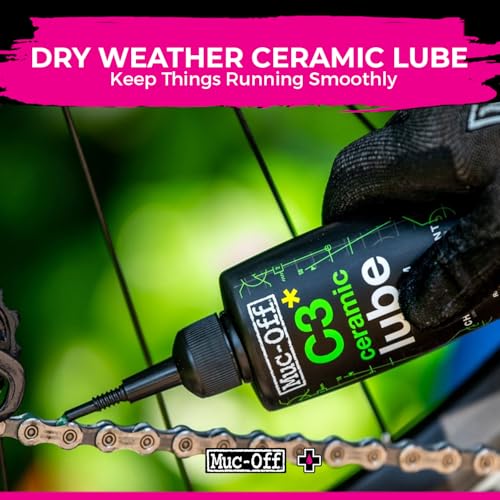 Muc-Off C3 Dry Weather Ceramic Lube 120ml (Pack of 2) with Microfiber Cloth | Premium Chain Lubricant for Dry, Dusty & Damp Conditions | Ceramic Protection with UV Dye - size: 120ml (Pack of 2)