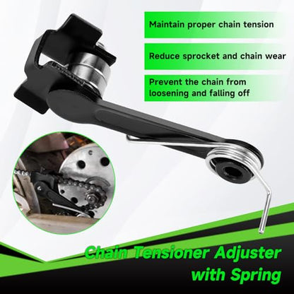 25H Chain 132 Link 13 Tooth Sprocket Compatible with Razor MX650 MX500 RSF650 SX500 Mcgrath Electric Dirt Bike MY1020 Motor Mini Pit Bike Rocket Scooter Motocross Parts with Chain Tensioner - color: Silver