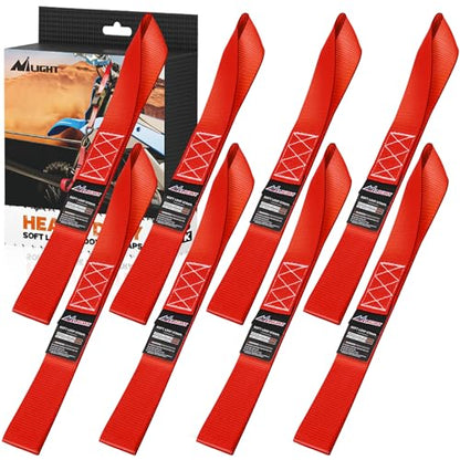 Nilight Soft Loop 1.7”×17" Motorcycle Tie Down Straps Heavy Duty 12000Lbs Max Break Strength for Securing ATV UTV Kayak Moving Cargo (8PK-Red) - color: Red
