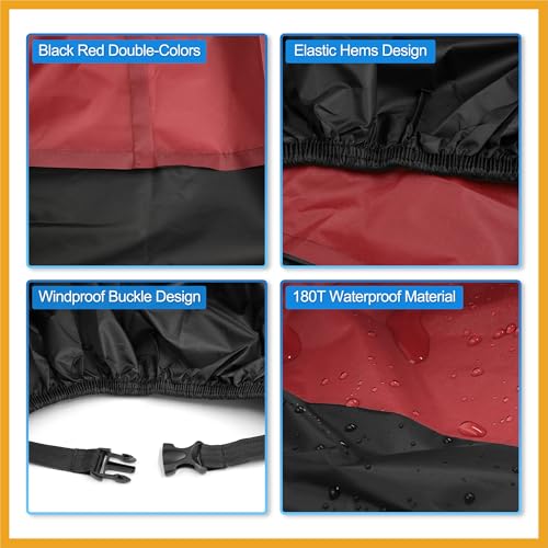 Motorcycle Cover Motorbike Full Cover Outdoor Rain Dust Protector 190T L Red Black for Touring Cruiser Scooters Universal Replacement