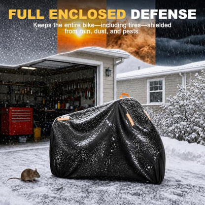 Full Enclosed Motorcycle Cover, 210D Oxford Waterproof with Lock & Anti-Slip Pad, 96.5x41x50 All-Weather Protection for Outdoor/Indoor Storage, Sun Rain Dust Resistant - size: 96.5x41x50"