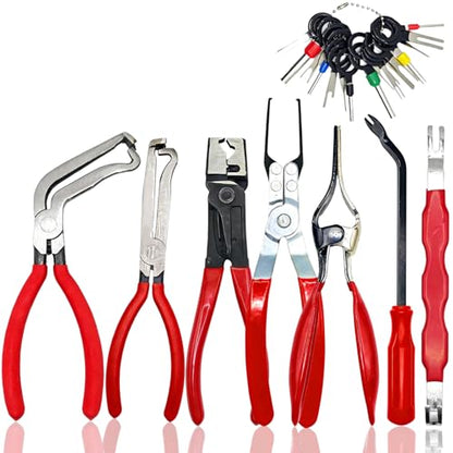 7 Pcs Auto Electrical Disconnect Pliers Set with Terminal Pin Removal, Connector Removal Tool with Hose Clamp Plier, Relay Puller&lectrical Connector Separator Tool, Automotive Repair Tool Kit