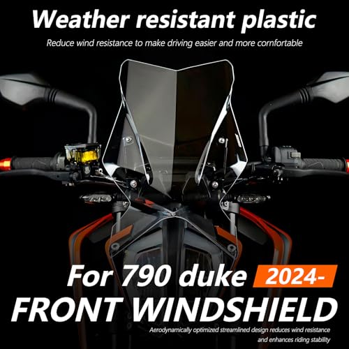 Windshield DUKE 790 890 Wind Deflector, Wind Shields Compatible with 790 DUKE 2018-2024/890 DUKE 2020-2023 Motorcycle Accessories (Grey)