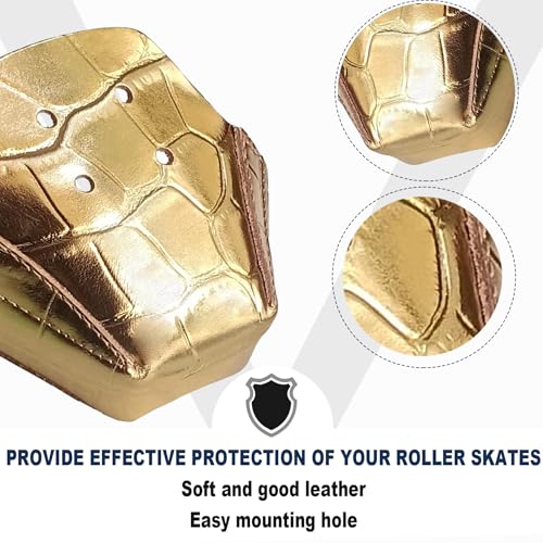 100% Real Cowhide | Toe Cap Guard Protectors | Roller Skate Derby Speed 1 Pair(Golden) - color: Golden