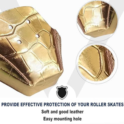 100% Real Cowhide | Toe Cap Guard Protectors | Roller Skate Derby Speed 1 Pair(Golden) - color: Golden