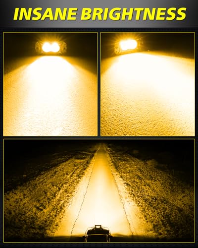 Amber Flush Mount LED Pods, AKD Part Flood CREE LED Flush Mount Fog Lights 40W Amber Chase Lights Bumper Driving Backup Reverse Light Pods for Trucks Pickup SUV UTV ATV Snowmobile - color: Amber Flush