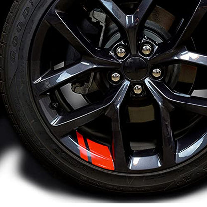 Kemaily Wheel Decals Hash Stripe Stickers Fits 18''- 21'' Wheels, 6Pcs Reflective Car Wheel Rim Decal Stripes Decoration Accessories (Red)