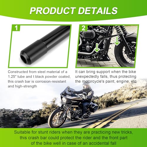 Mofun Gloss Black Highway Engine Guard Crash Bar Compatible with Harley Softail 2018-2025, Front Crash Bar Fit Street Bob FXBB Fat Boy FLFB/S Heritage FLHC/S Breakout Low Rider S FXLRS