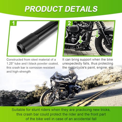 Mofun Gloss Black Highway Engine Guard Crash Bar Compatible with Harley Softail 2018-2025, Front Crash Bar Fit Street Bob FXBB Fat Boy FLFB/S Heritage FLHC/S Breakout Low Rider S FXLRS