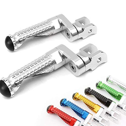 MC MOTOPARTS MPRO Silver 25mm Extended Front CNC Footpegs Compatible with YZF R1 00-21 YZF R6 03-19 YZF R1M 15-21 R1S - color: Silver, size: 25mm Extension