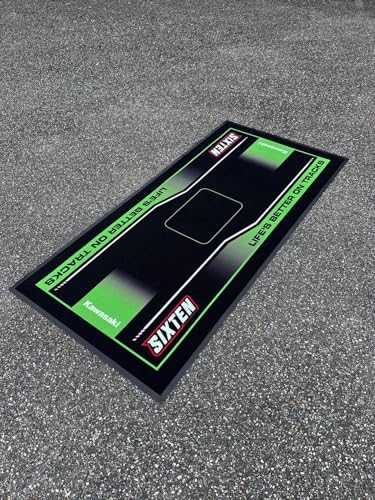 SIXTEN Motorcycle Mat for Kawasaki 37.4 × 78.7 in - Environmental Garage & Paddock Mat - Washable, Oil-Absorbing & Eco-Friendly - Protective Mat for Dirt Bike, Enduro & Motocross