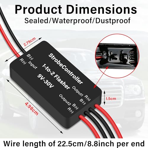 2Pcs 9V-30V LED Strobe Controller,Universal 12V 24V Brake Light Flasher Module,Waterproof Tail Stop Light Flasher for Cars Motorcycles Trucks RVs - size: Strobe Controll-2pcs