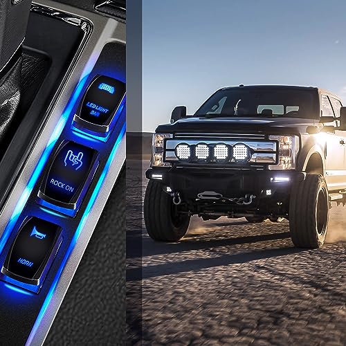 Nilight Rock On Rocker Switch Led Light Bar 5 Pin Laser ON/Off SPST switches 20A/12V 10A/24V Blue with Jumper Wires Set for Cars Trucks Boats ATVs UTVs RVs - size: ROCK ON