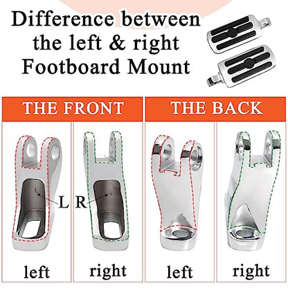 FOVPLUE Passenger Mini Footboard, Passenger Footpegs w/Mount Kit for Harley Touring 1993-2025,for CVO Electra Glide Road Glide Road King Street Glide Ultra Classic Ultra Limited Revival FLH,Chrome#2 - color: Chrome Passenger Footpegs