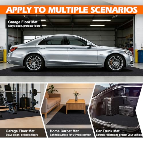 Grefinity Garage Floor Mat，8.9’x 22' Oil Spill Mat Heavy Duty Under Car Mat for Garage & Driveway, Protects Against Oil, Chemicals & Stains with TPE Anti-Leak Backing, Reusable & Washable - size: 8.9’x 22'
