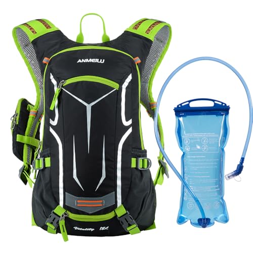 Outdoor Cycling Backpack, 18L, Black - color: green, size: Backpack and Water Bag
