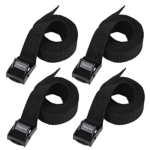 Ayaport Lashing Straps with Buckles Adjustable Cam Buckle Tie Down Cinch Strap for Packing Black 4 Pack - color: Black, size: 0.75'' x 48''