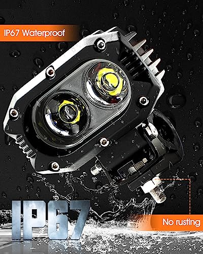 UNI-SHINE Z4F+69 4 Inch LED Cube Pod Lights with Universal Clamp Bracket, Off-Road Driving & Fog Lights for Truck, ATV, UTV, SUV, Motorcycle - color: Z4F+69