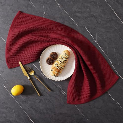 Homaxy 100% Cotton Kitchen Towels and Dishcloths Set, 12 x 12 Inches and 13 x 28 Inches, Set of 16 Bulk Kitchen Towels Set, Ultra Soft Absorbent Dish Cloths for Washing Dishes, Burgundy - color: Burgundy, style: 16-Piece Set