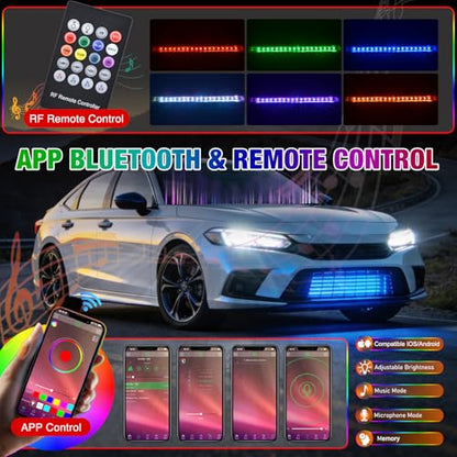 Nilight 4Pcs 12inch LED Grille Lights 72 LEDs RGB Multi Color Exterior Lighting Kit DIY Sound Active Function Music Mode with APP Control and Remote for Cars Van SUV Truck - color: 4Pcs 12Inch Grille Light w/Remote+APP