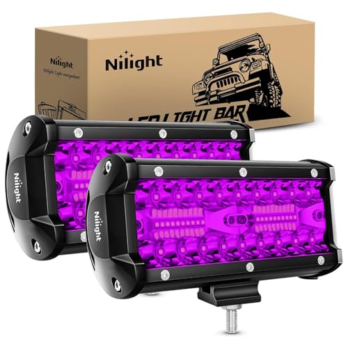 Nilight 6.5 Inch LED Light Pods Purple Triple Row 2PCS 120W Flood Spot Combo Off Road Driving Decoration Neon Hunting Lighting for UTV Pick-up Van Boat Tractor - color: 2Pcs Led Pods Purple, size: Led Pods