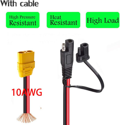 10AWG SAE to XT90 Connector Extension Cable,with 15A Protection Fuse for Safety,SAE Plug XT90 Female Adapter Charger Solar Panel Cable for Solar Generator Portable Power Station(2FT) - size: 10AWG SAE to XT90 - 2FT