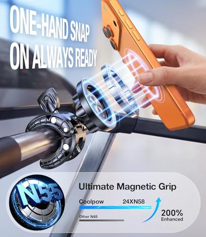 Coolpow Gym Magnetic Phone Holder Mount for MagSafe【Strong Magnets】 Stroller Phone Holder Adjustable Stand Clamp, with Gym Equipment, Stroller, Shopping Cart, Treadmill for iPhone 17 Pro Max 16 15 14