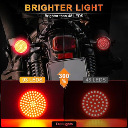 LivTee 1157 LED Turn Signals, 2 Pack Motorcycle, Fits Harley Davidson, Road Glide, Street Glide, Sportster, Red - color: Rear - Standard