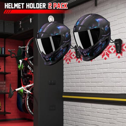 TVKB Motorcycle Helmet Holder Wall Mount Multifunctional Metal Hanger Rack Motorcycle Accessories for Hats Mask Garage 2pack