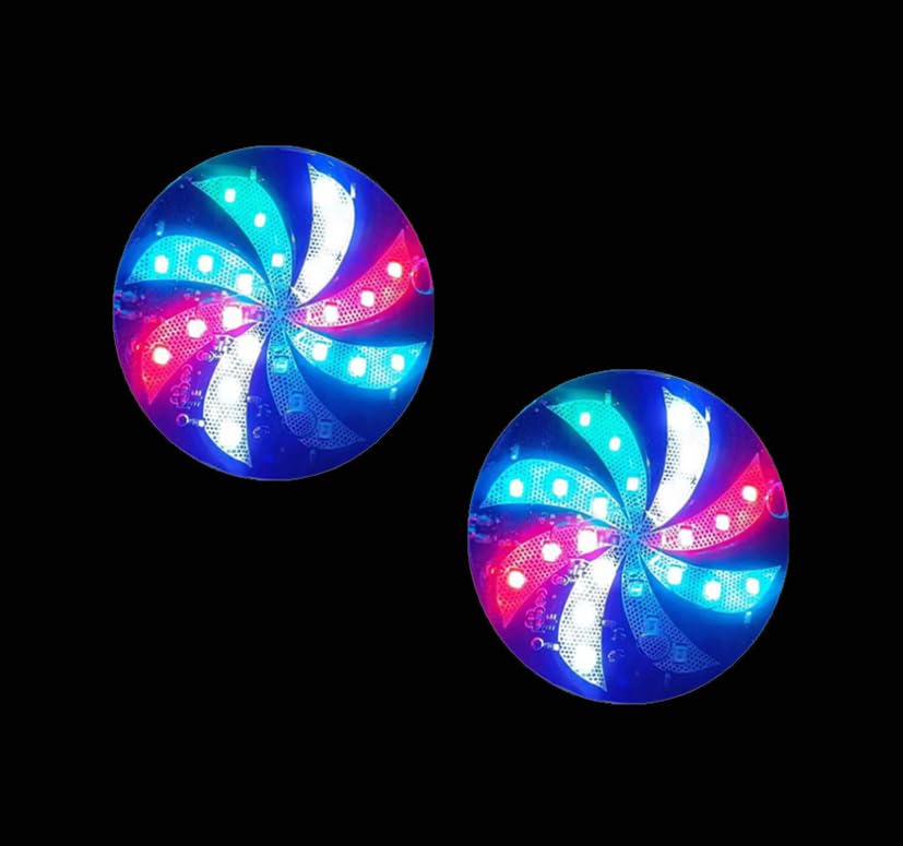 2 Pack LED Strobe Lights Windmill Shape Decor Lights Self-Adhesive 12V Warning Light Emergency Flashing Beacon Lights for Motorcycle Mini Bike Dirt Bike Trucks Cars Bus Tractor ATV Golf Carts
