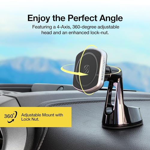 Scosche MP2WD-XTSP MagicMount Pro2 Magnetic Car Phone Holder - Ultimate Magnetic Car Mount for Windshield or Dashboard with Suction Cup - Compatible with MagSafe, iPhones, Galaxy, Pixel & Smartphones - style: Window / Dash Suction
