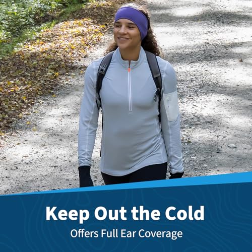 TrailHeads Womens Ponytail Headband - Moisture Wicking Hair Headband for Running, Winter, Workout - Athletic Headband Women - color: heather purple