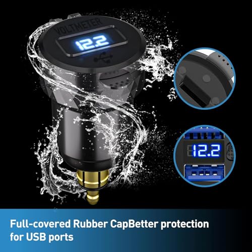 Hella Din Motorcycle USB Charger (NOT for Car Cigarette Socket) – Dual USB-A QC3.0 18W Waterproof Charger w/Switch & Voltmeter for BMW Ducati Triumph