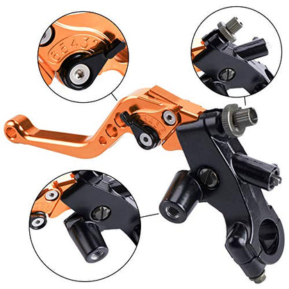 Universal Motorcycle 7/8" 22mm Handlebar Brake Master Cylinder Clutch Lever CNC Left & Right Set - color: Orange