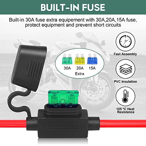 10AWG SAE Y Splitter Cable, 1 to 2 Way SAE Extension Cord with Fuse | With SAE Polarity Reverse Adapter, Quick Disconnect Automotive DC Power Wire,For RV Motorcycle Solar Battery Transfer 2FT - size: 10AWG with Fuse