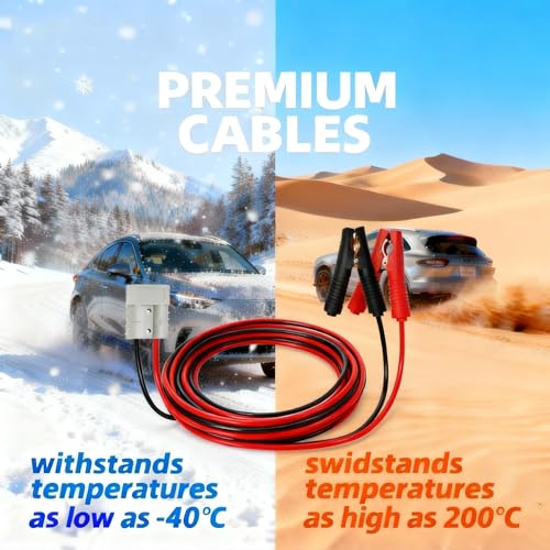 50A Anderson Connector to Alligator Clip 600V Quick Connector Plug Battery Clip 10AWG Battery Alligator Clip with Cable for Trucks,Automobiles,forklifts - size: Anderson-Clip 1m(Pure Copper Wire)