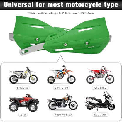 JFG RACING Dirt Bike Handguards,Universal 7/8" 22mm and 1 1/8" 28mm Handlebar Motorcycle Hand Guards for KLX KXF KX 110 230 250 450 Dirtbike Motocross Supermoto ATV Scooter Enduro Ebike-Green - color: green