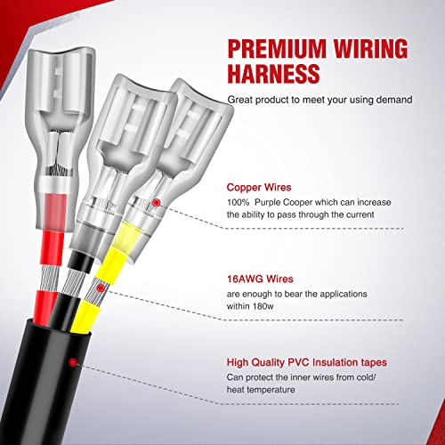 Nilight 16AWG Wiring Harness Kit 1 Lead Specially Customized for 6 Modes Amber White Strobe Light Bar Off Road LED Work Light 12V On Off Switch Remember Function Reset Function - size: 1 Lead-Wiring Harness