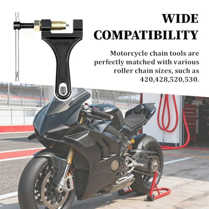 Motorcycle Chain Breaker, 420-530 Adjustable Motorcycle Chain Breaker Tool with 420 Chain Master, Motorbike Chain Accessories Parts, Compatible with Bicycle Dirt Bike Scooter