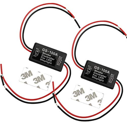 iBrightstar 9-30V Flashing Strobe Blinking Controller Flasher Module for LED Brake Tail Stop Light High Mount/3rd Brake Lights - 2Pack