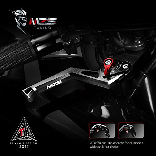 MZS Black Motorcycle Clutch Brake Levers Short + Motorcycle Frame Sliders Falling Crash Protector Guards Compatible with Z400 EX400 EX 400